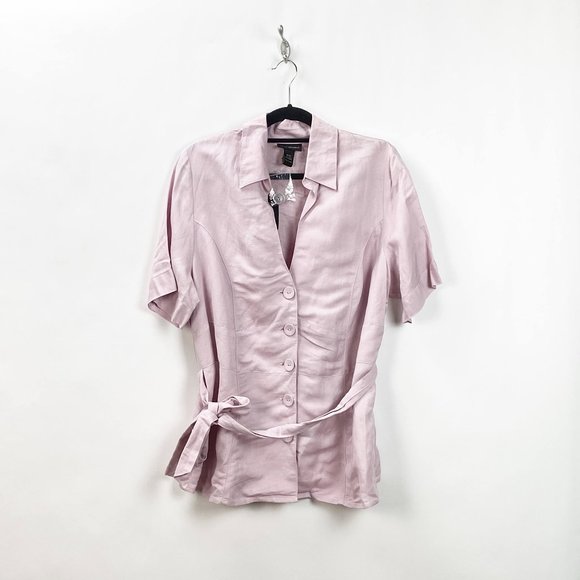 Lane Bryant Tops - ❤️Lane Bryant Lilac Linen Blend Short Sleeve Shirt